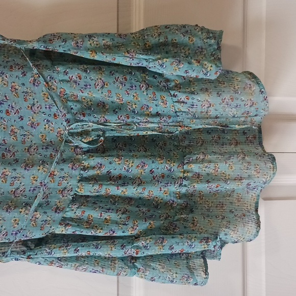 eyelash couture boho high low tie floral top blouse - M - Picture 3 of 6